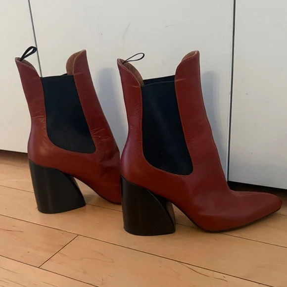 Chloe Women's Leather Ankle Boots with Chunky Heel size 39 - Picture 5 of 7